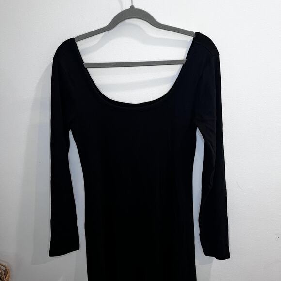 Old Navy Dress Womens Large Black Long Sleeve Scoop Neck Stretch Midi Witchy - Picture 2 of 11